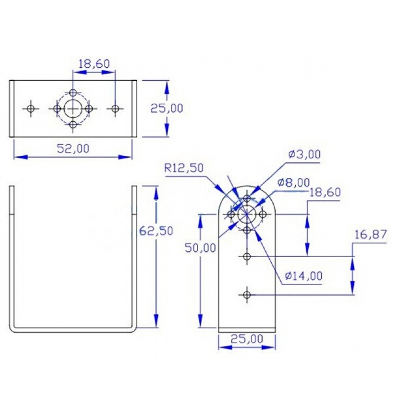 Long U Type Servo Bracket